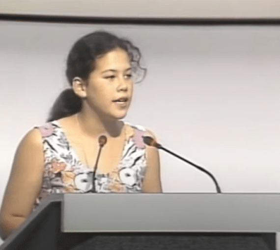 Sev-Rio-Speech-2 Severn Cullis-Suzuki speaking at the Rio Summit in 1992.